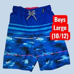 Gerry Boys Medium (10/12) Blue Shark Print Swim Board Trunks